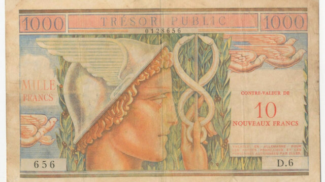 10NF sur 1000 francs Trésor Public type 1960