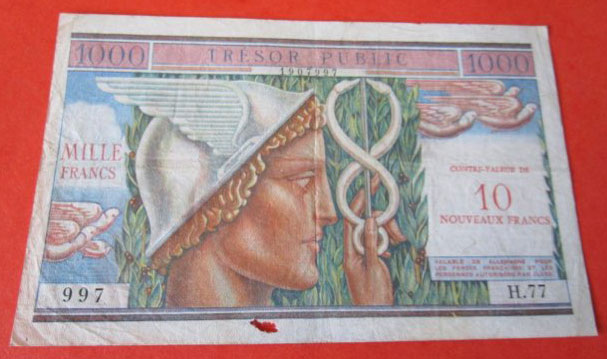 10NF sur 1000 francs Trésor Public type 1960