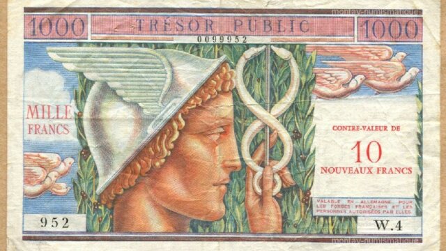 10NF sur 1000 francs Trésor Public type 1960