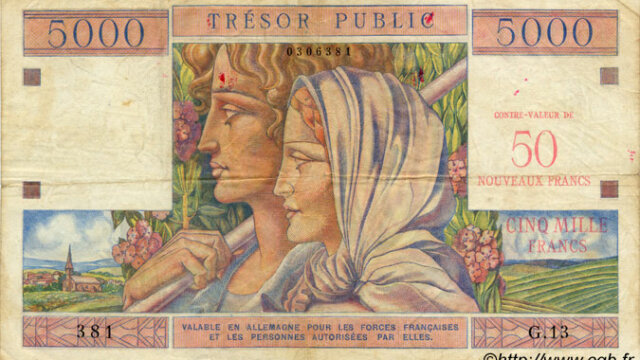 50NF sur 5000 francs Trésor Public type 1960