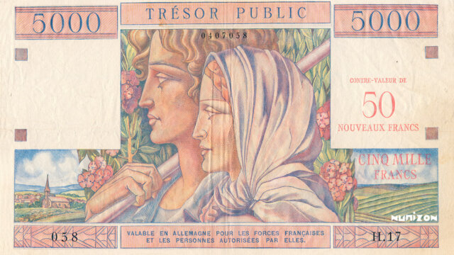 50NF sur 5000 francs Trésor Public type 1960