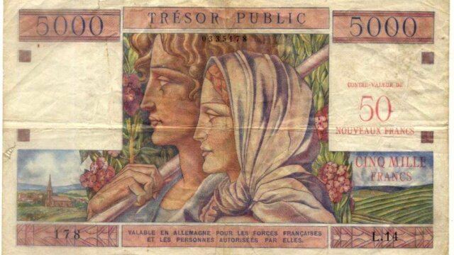 50NF sur 5000 francs Trésor Public type 1960