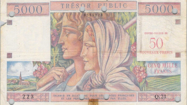 50NF sur 5000 francs Trésor Public type 1960