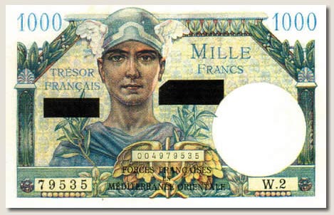 1000 francs Suez type 1956