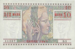 10 Mark Sarre type 1947