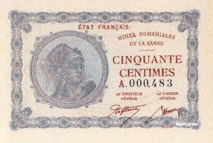 50 centimes Mines domaniales de la Sarre type 1920