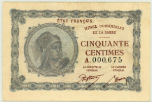 50 centimes Mines domaniales de la Sarre type 1920