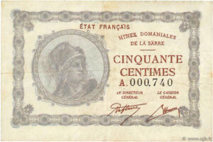 50 centimes Mines domaniales de la Sarre type 1920