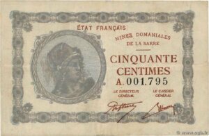 50 centimes Mines domaniales de la Sarre type 1920