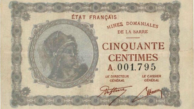 50 centimes Mines domaniales de la Sarre type 1920