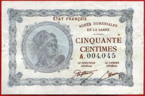 50 centimes Mines domaniales de la Sarre type 1920