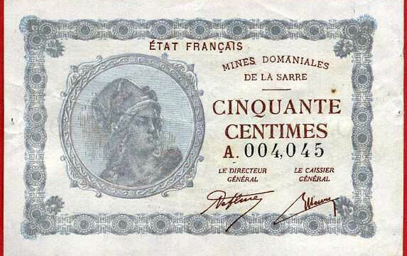 50 centimes Mines domaniales de la Sarre type 1920