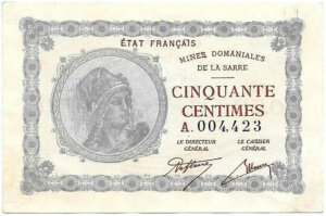 50 centimes Mines domaniales de la Sarre type 1920