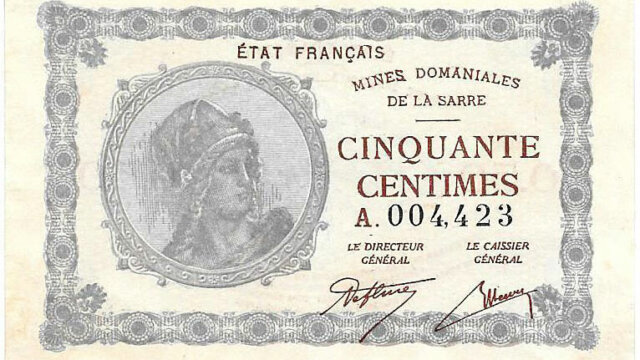 50 centimes Mines domaniales de la Sarre type 1920