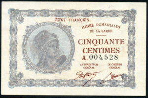 50 centimes Mines domaniales de la Sarre type 1920