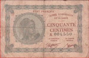 50 centimes Mines domaniales de la Sarre type 1920