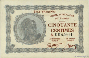 50 centimes Mines domaniales de la Sarre type 1920