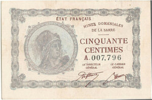 50 centimes Mines domaniales de la Sarre type 1920