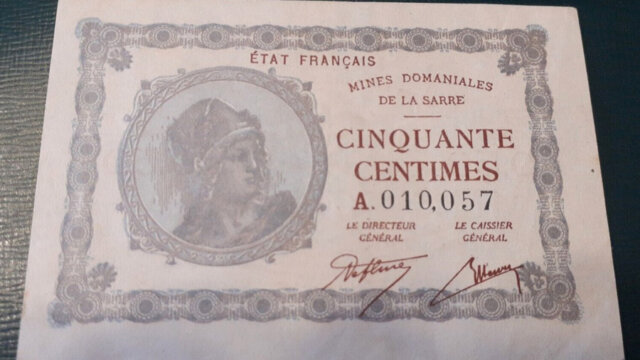 50 centimes Mines domaniales de la Sarre type 1920