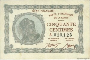 50 centimes Mines domaniales de la Sarre type 1920