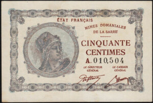 50 centimes Mines domaniales de la Sarre type 1920