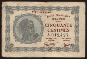 50 centimes Mines domaniales de la Sarre type 1920