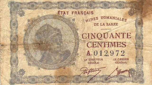 50 centimes Mines domaniales de la Sarre type 1920