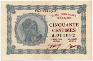 50 centimes Mines domaniales de la Sarre type 1920