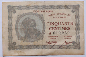 50 centimes Mines domaniales de la Sarre type 1920