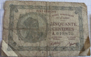 50 centimes Mines domaniales de la Sarre type 1920