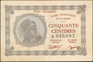 50 centimes Mines domaniales de la Sarre type 1920