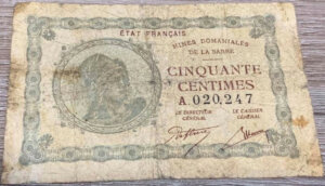 50 centimes Mines domaniales de la Sarre type 1920