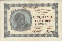 50 centimes Mines domaniales de la Sarre type 1920