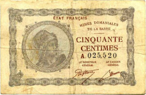 50 centimes Mines domaniales de la Sarre type 1920