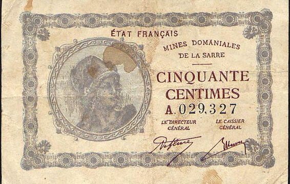 50 centimes Mines domaniales de la Sarre type 1920