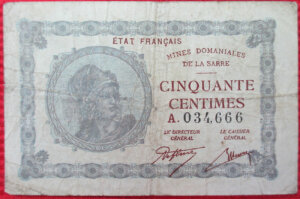 50 centimes Mines domaniales de la Sarre type 1920