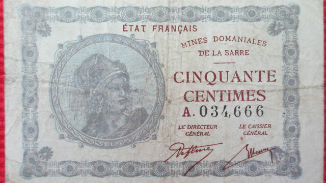 50 centimes Mines domaniales de la Sarre type 1920