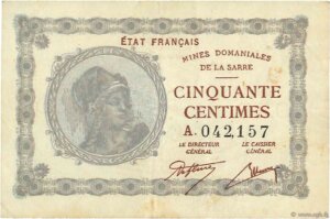 50 centimes Mines domaniales de la Sarre type 1920