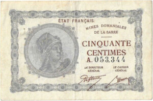 50 centimes Mines domaniales de la Sarre type 1920