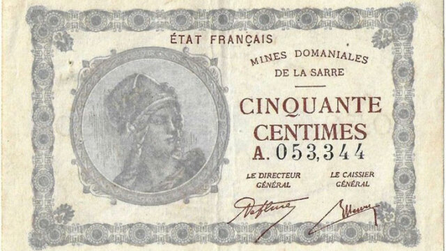 50 centimes Mines domaniales de la Sarre type 1920