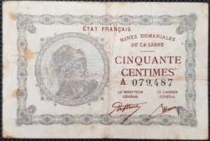 50 centimes Mines domaniales de la Sarre type 1920