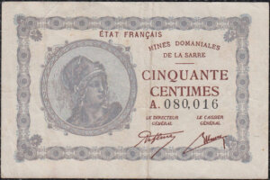 50 centimes Mines domaniales de la Sarre type 1920