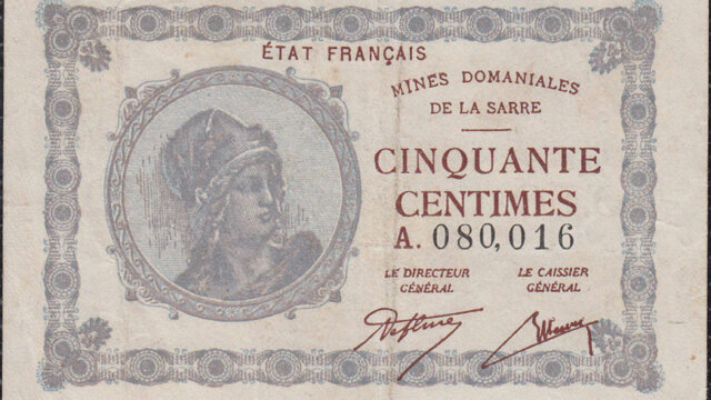 50 centimes Mines domaniales de la Sarre type 1920