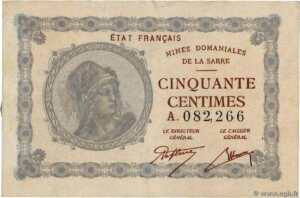 50 centimes Mines domaniales de la Sarre type 1920