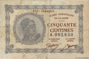 50 centimes Mines domaniales de la Sarre type 1920