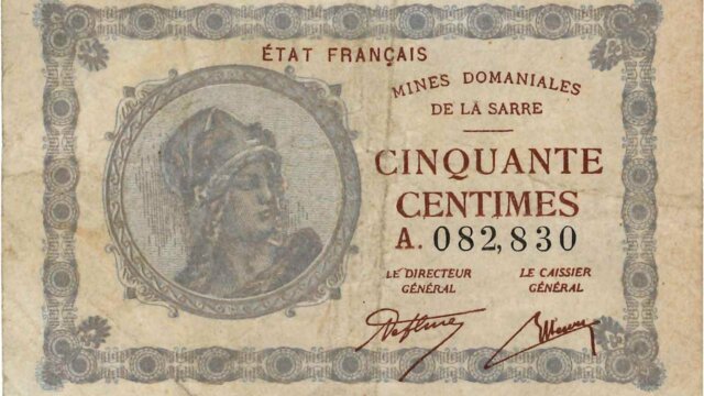 50 centimes Mines domaniales de la Sarre type 1920