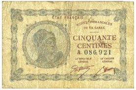 50 centimes Mines domaniales de la Sarre type 1920