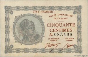 50 centimes Mines domaniales de la Sarre type 1920