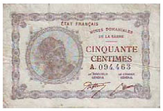 50 centimes Mines domaniales de la Sarre type 1920