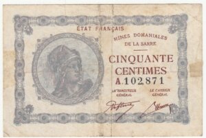 50 centimes Mines domaniales de la Sarre type 1920